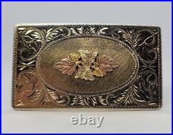 Beautiful Very Rare Large Vintage Lazy K Belt Buckle 14K Black Hills Gold Trim