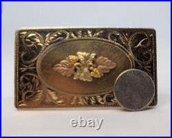 Beautiful Very Rare Large Vintage Lazy K Belt Buckle 14K Black Hills Gold Trim