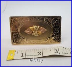 Beautiful Very Rare Large Vintage Lazy K Belt Buckle 14K Black Hills Gold Trim