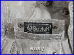 Belstaff Panther Leather Jacket Grey Men's Size L Belted Made In Italy Very Rare