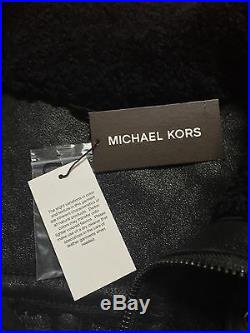 Bnwt Awesome! Michael Kors Shearling Racer Jacket Black Size Large Very Rare
