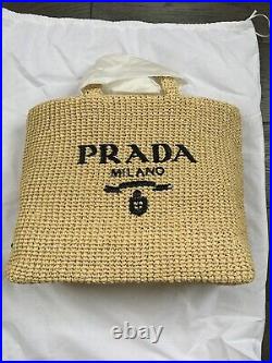 Bnwt Prada Faffia Logo Natural Tan Tote Bag Sold Out Worldwide Very Rare Blogger