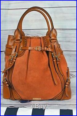 Burberry Large Leather Shoulder Tote in Saddle Brown Very Rare Item