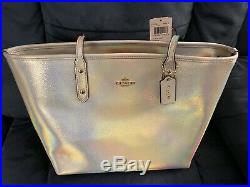 COACH HOLOGRAM Leather F37596 City Zip Tote Purse IRIDESCENT Very RARE! New