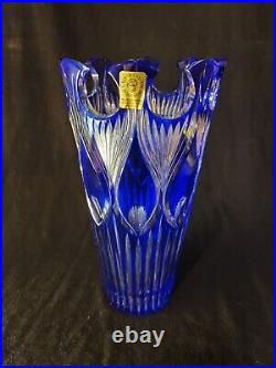 Caesar Crystal Bohemiae very rare limited edition large Peacock blue 12 vase