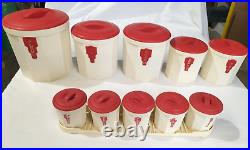 Canister Set Very Rare Large Vintage Mid Century Retro Canisters incl Spice Rack