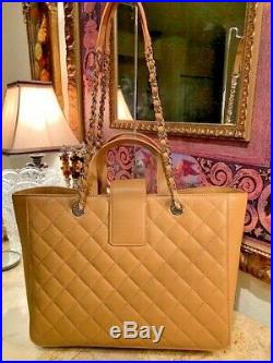 Chanel 2017 XL Tote In Very Rare Camel Caviar Leather With Silver Hardware Like