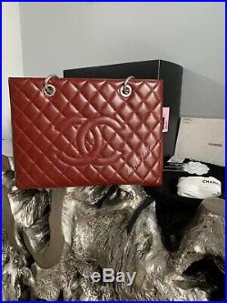 Chanel Burgundy Gst Grand Shopping Leather Tote Dark Red Caviar Euc Very Rare