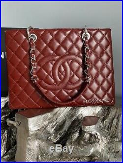 Chanel Burgundy Gst Grand Shopping Leather Tote Dark Red Caviar Euc Very Rare