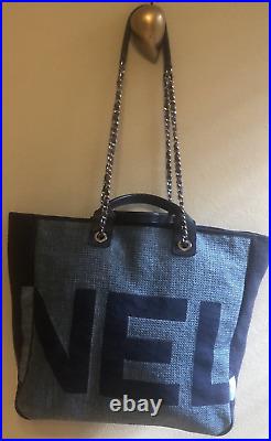 Chanel Deauville Denim Large Handbag Tote 2wayhand /very Rare, Free Shipping