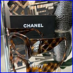 Chanel Frames Brown Quilted Large Sunglasses Eyeglasses No Lenses VERY RARE