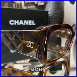 Chanel Frames Brown Quilted Large Sunglasses Eyeglasses No Lenses VERY RARE