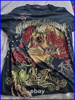 Christian Audigier Shirt Men Large Black Rhinestones custom very rare