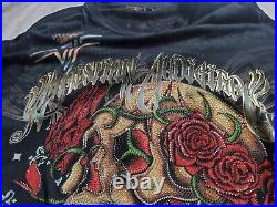 Christian Audigier Shirt Men Large Black Rhinestones custom very rare