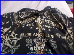 Christian Audigier Shirt Men Large Black Rhinestones custom very rare