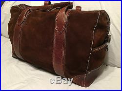 Coach Legacy Brown Suede Lg Duffle Leather Carry On Luggage Travel Bag Very Rare