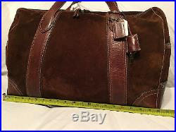 Coach Legacy Brown Suede Lg Duffle Leather Carry On Luggage Travel Bag Very Rare