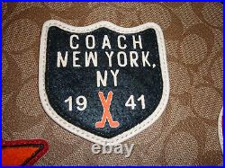 Coach NY Large Varsity Signature Khaki Tote with 9 Patches Very Rare NWT