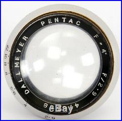 Dallmeyer PENTAC F=4'' F/2.9 fast 100mm F2.9 Large Format Lens VERY RARE