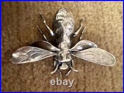 Estate Vintage Unusual CINI Sterling Silver Bee Bug Pin Brooch Very Large Rare