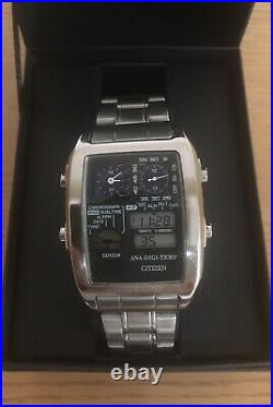 Extra Large Case Ana-digi Temp 8988 Citizen 1481010 Digital LCD Watch Very Rare