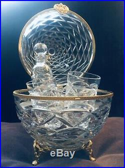 Faberge Very Rare Large Crystal Egg WithVodka And Caviar Set. NIB, Excellent