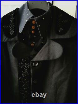 Fabulous Very Rare Yohji Yamamoto Black Wool Waistcoat, With Flower Details