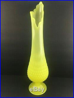 Fenton Jonquil Hobnail Footed Swung Vase Large 18 Very Rare