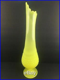 Fenton Jonquil Hobnail Footed Swung Vase Large 18 Very Rare