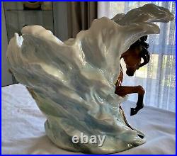 Franz Horse in Surf Large Vase Sculptured Porcelain Very rare 32cms high