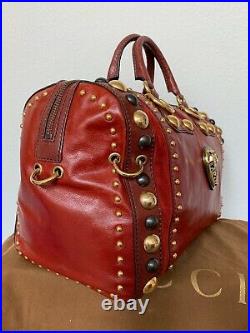 GUCCI Sold Out Very Rare Large Red Babouska Studded Boston Hand Bag