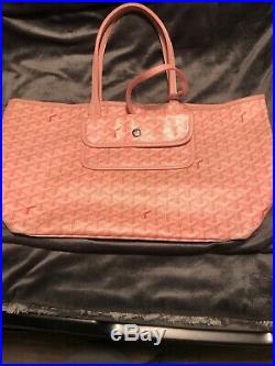Goyard St Louis PM Pink Tote With Wallet Chevron Canvas Bag VERY RARE Special