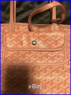 Goyard St Louis PM Pink Tote With Wallet Chevron Canvas Bag VERY RARE Special