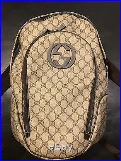 Gucci Gg Brown Large Backpack Bag Very Rare $1,995 Retail 100 Percent Authentic