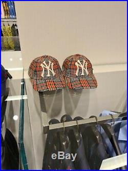 Gucci Men's NY Yankees Red black Plaid Cap, Size 57-61cm very rare