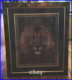 HOME INTERIOR MAJESTIC LION KING Black & Gold Frame, VGC. RARE HTF VERY LARGE