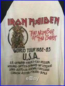 Iron Maiden Official Vintage 1982-83 World Tour T-shirt Very Rare