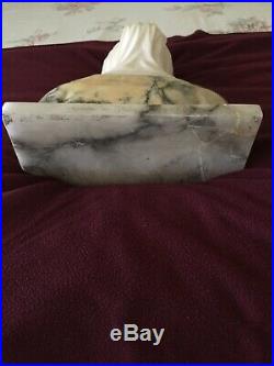 Large Antique Marble Alabaster Bust of Dante's Beatrice Very Rare