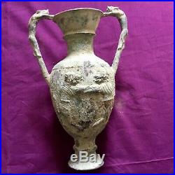 Large Circa 1000bc Ancient Luristan Bronze Vessel With Beast Heads Very Rare