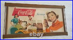 Large Coca Cola Cardboard advertising sign with Frame. Very rare! 1930's