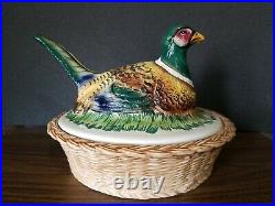 Large Italy for Gumps Large pheasant bird pie server. Pie keeper very RARE read