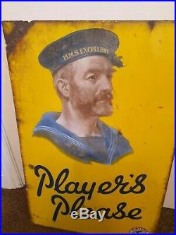 Large Players Cigarettes Enamel Advertising Sign Metal very rare