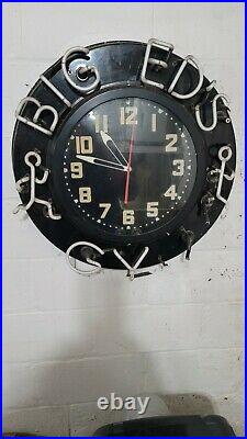 Large Vintage GLO-DIAL & Name NEON CLOCK 26 VERY RARE-1940's-1950's