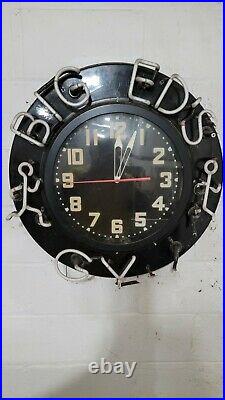 Large Vintage GLO-DIAL & Name NEON CLOCK 26 VERY RARE-1940's-1950's