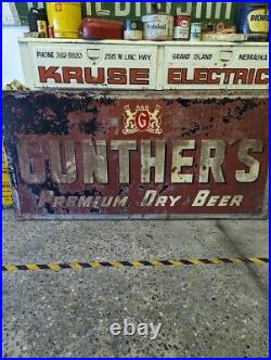 Large Vintage Gunther Beer Sign VERY RARE I have not seen another one