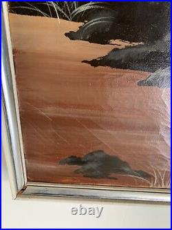 Large Vintage Stephen Kaye Heron Oil Painting / Very Rare