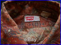 Levis Blue Tab Vintage Collection Very Rare 70's Paisley Casual Shirt Size L
