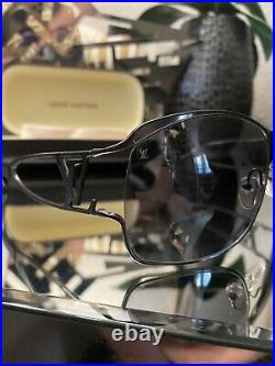 Louis Vuitton Sunglasses Black LV Logo Z0199U Large VERY RARE