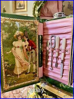 Magnificent Very large Antique Victorian celluloid ladies vanity music box RARE