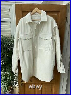 Margiela (MMM) X H&M White Leather Overshirt Jacket Coat Size Large VERY RARE